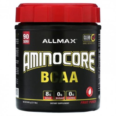 ALLMAX, AMINOCORE BCAA, фруктовый пунш, 945 г (2,1 фунта) / BCAA | Аптека | V4.Ru: Маркетплейс