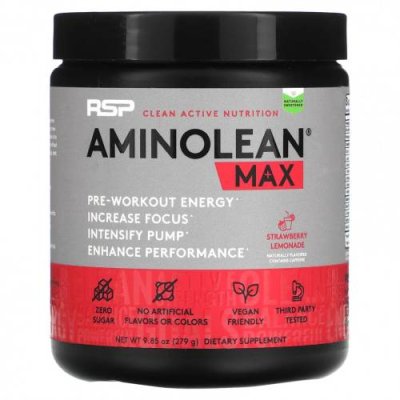 RSP Nutrition, AminoLean Max, клубничный лимонад, 279 г (9,85 унции) / Стимуляторы | Аптека | V4.Ru: Маркетплейс