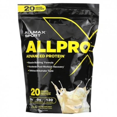 ALLMAX, Sport, улучшенный протеин ALLPRO, ваниль, 680 г (1,5 фунта) / Концентрат сывороточного протеина | Аптека | V4.Ru: Маркетплейс