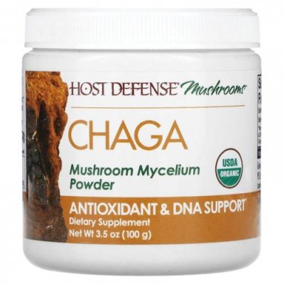 Fungi Perfecti Host Defense, Mushrooms, чага, порошок мицелия грибов, 100 г (3,5 унции) / Чага | Аптека | V4.Ru: Маркетплейс