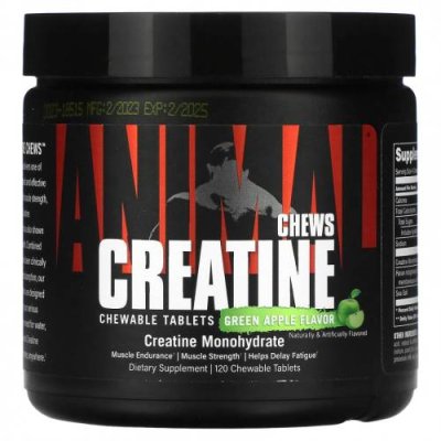 Animal, Creatine Chews, зеленое яблоко, 120 жевательных таблеток / Моногидрат креатина | Аптека | V4.Ru: Маркетплейс