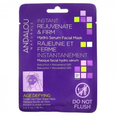 Andalou Naturals, Instant Rejuvenate & Firm, увлажняющая маска для лица с сывороткой, 1 листовая маска, 18 мл (0,6 жидк. Унции) / Тканевые маски | Аптека | V4.Ru: Маркетплейс