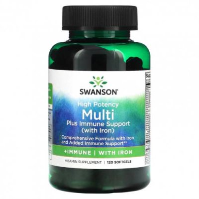 Swanson, Multi plus Immune Support с железом, высокая эффективность, 120 мягких таблеток / Мультивитамины | Аптека | V4.Ru: Маркетплейс