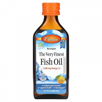 Carlson, The Very Finest Fish Oil, натуральный апельсин, 200 мл (6,7 жидк. Унции) / Рыбий жир омега-3 | Аптека | V4.Ru: Маркетплейс