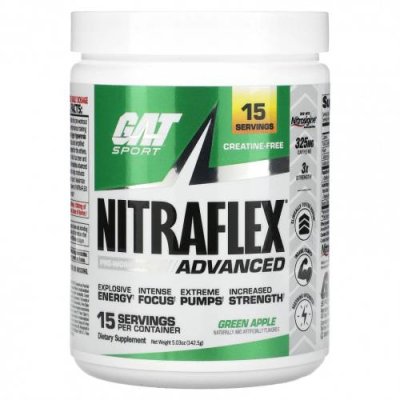 GAT, Sport, Nitraflex Advanced, зеленое яблоко, 142,5 г (5,03 унции) / Стимуляторы | Аптека | V4.Ru: Маркетплейс