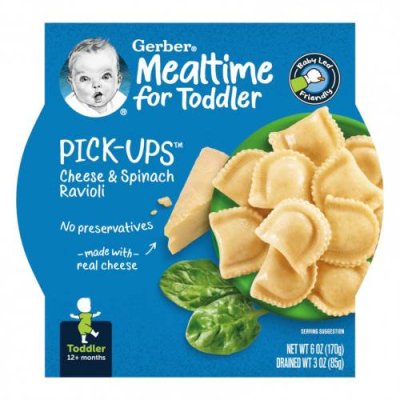 Gerber, Mealtime For Toddler, Pick-ups, для детей от 12 месяцев, равиоли со шпинатом и сыром, 170 г (6 унций) / Еда в пакетах, пюре и другие блюда | Аптека | V4.Ru: Маркетплейс