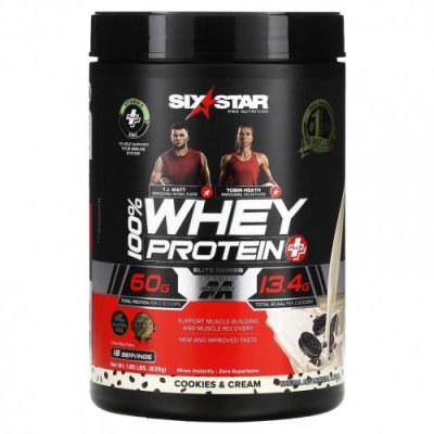 SIXSTAR, Elite Series, 100% Whey Protein Plus, Cookies & Cream, 1.85 lbs (839 g) / Сывороточные белковые смеси | Аптека | V4.Ru: Маркетплейс