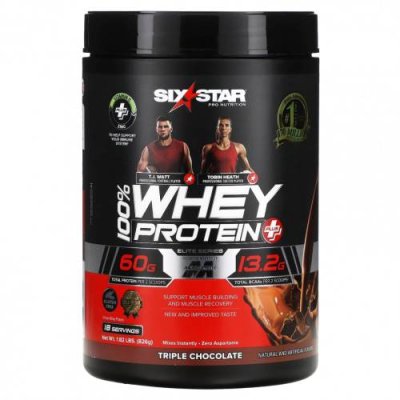 SIXSTAR, Elite Series, 100% Whey Protein Plus, Triple Chocolate, 1.82 lbs (826 g) / Сывороточные белковые смеси | Аптека | V4.Ru: Маркетплейс