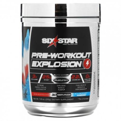 SIXSTAR, Elite Series, Pre-Workout Explosion, Icy Rocket Freeze, 7.41 oz (210 g) / Кофеин | Аптека | V4.Ru: Маркетплейс