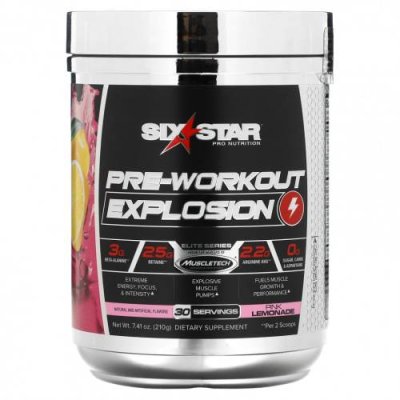 SIXSTAR, Elite Series, Pre-Workout Explosion, Pink Lemonade, 7.41 oz (210 g) / Кофеин | Аптека | V4.Ru: Маркетплейс