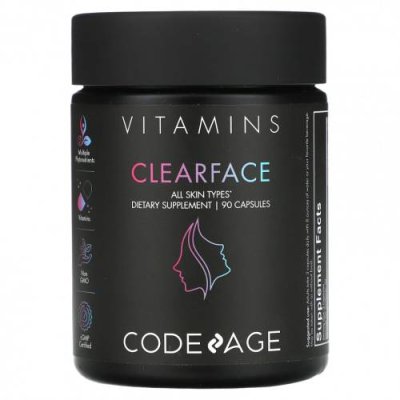 Codeage, Vitamins, Clearface`` 90 капсул / Препараты для волос, кожи и ногтей | Аптека | V4.Ru: Маркетплейс