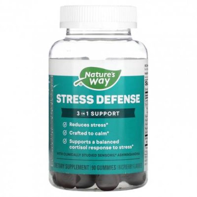 Nature's Way, Stress Defense, малина, 90 жевательных таблеток / Ашваганда | Аптека | V4.Ru: Маркетплейс