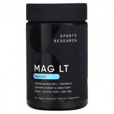 Sports Research, MAG LT, Magtein, 2000 мг, 90 растительных капсул / Магний | Аптека | V4.Ru: Маркетплейс