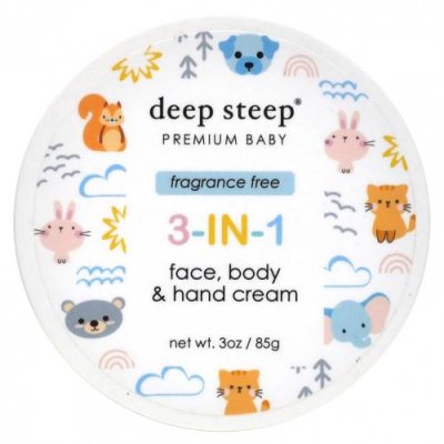 Deep Steep, Premium Baby, крем 3 в 1 для лица, тела и рук, без отдушек, 85 г (3 унции) / Детские лосьоны | Аптека | V4.Ru: Маркетплейс