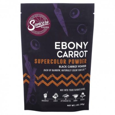 Suncore Foods, Ebony Carrot, суперцветный порошок, 5 унций (142 г) / Пищевой краситель | Аптека | V4.Ru: Маркетплейс