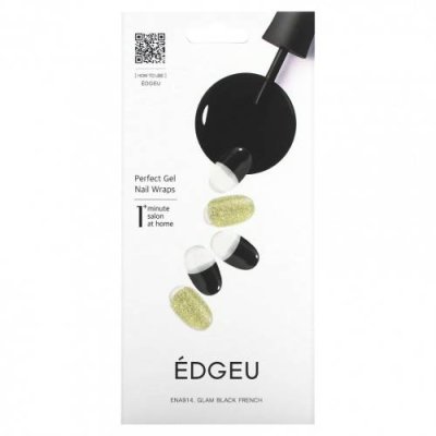 Edgeu, Perfect Gel Nail Wraps, ENA914, Glam Black French, набор из 16 полосок / Лаки и дизайны для ногтей | Аптека | V4.Ru: Маркетплейс