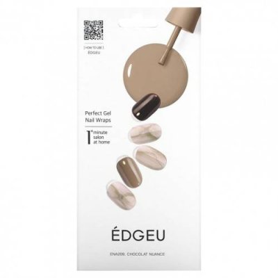 Edgeu, Perfect Gel Nail Wraps, ENT209, Chocolat Nuance, набор из 16 полосок / Лаки и дизайны для ногтей | Аптека | V4.Ru: Маркетплейс