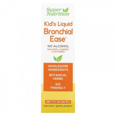 Super Nutrition, Kid's Liquid Bronchial Ease, без спирта, вишня, 30 мл (1 жидк. унция) / Здоровье детей | Аптека | V4.Ru: Маркетплейс