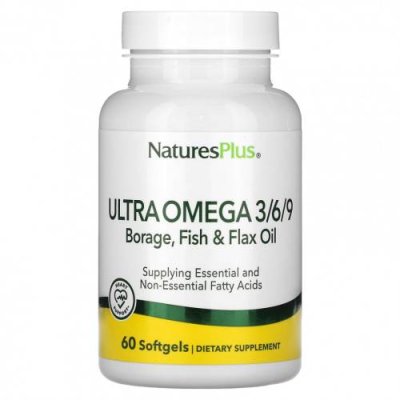 NaturesPlus, Ultra Omega 3/6/9, масло бурачника, рыбное и льняное масло, 60 мягких таблеток / Рыбий жир и омега (ЭПК и ДГК) | Аптека | V4.Ru: Маркетплейс