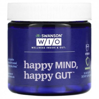 Swanson WIO, Happy Mind, Happy Gut, 30 вегетарианских капсул / Пробиотики | Аптека | V4.Ru: Маркетплейс