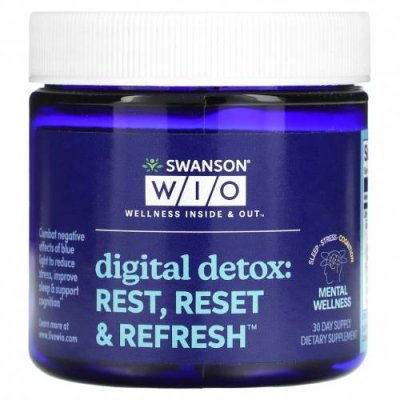 Swanson WIO, Цифровая детоксикация: Rest, Reset & Refresh, 30 мягких таблеток / Препараты для памяти и когнитивных функций | Аптека | V4.Ru: Маркетплейс