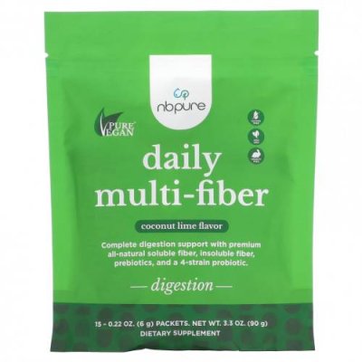 NB Pure, Daily Multi-Fiber, кокос и лайм, 15 пакетиков по 6 г (0,22 унции) / Волокнистые смеси | Аптека | V4.Ru: Маркетплейс