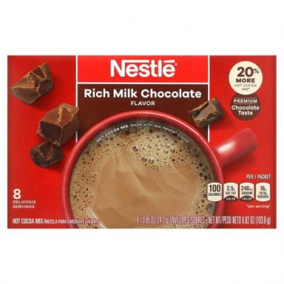 Nestle Hot Cocoa Mix, Hot Cocoa Mix, насыщенный молочный шоколад, 8 конвертов, 24,2 г (0,85 унции) / Горячий шоколад и какао | Аптека | V4.Ru: Маркетплейс