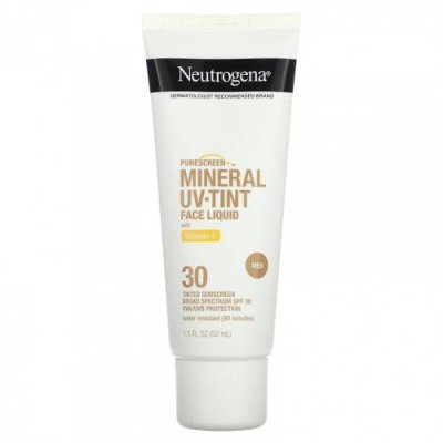 Neutrogena, Purescreen + Mineral UV Tint, жидкая тонирующая жидкость для лица с витамином E, средний, SPF 30, 32 мл (1,1 жидк. Унции) / Солнцезащитные средства, лицо | Аптека | V4.Ru: Маркетплейс