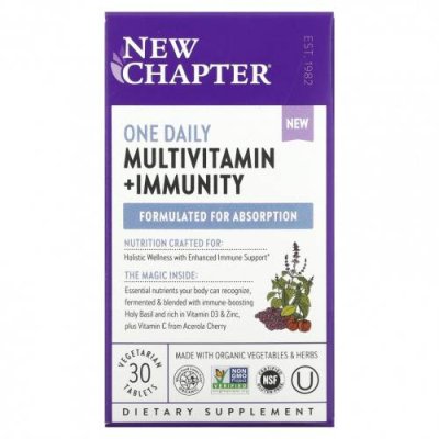 New Chapter, One Daily Multivitamin + Immunity, 30 вегетарианских таблеток / Мультивитамины | Аптека | V4.Ru: Маркетплейс