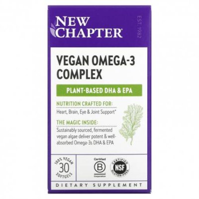 New Chapter, Vegan Omega-3, 30 веганских капсул / Рыбий жир омега-3 | Аптека | V4.Ru: Маркетплейс