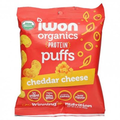 IWON Organics, Organics Protein Puffs, сыр чеддер, 8 пакетиков по 42 г (1,5 унции) / Протеиновые снеки | Аптека | V4.Ru: Маркетплейс