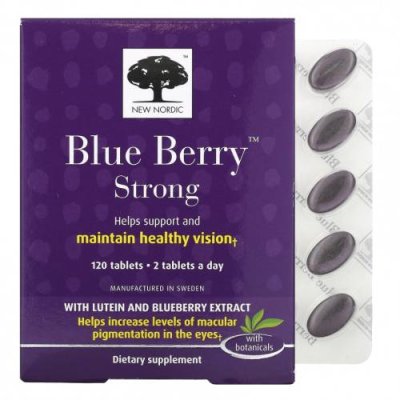 New Nordic US Inc, Blue Berry Strong, 120 таблеток / Лютеин и зеаксантин | Аптека | V4.Ru: Маркетплейс