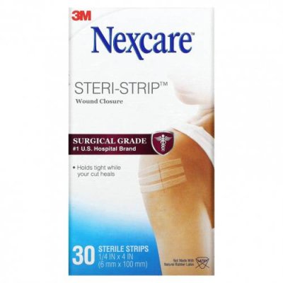 Nexcare, Закрытие ран Steri-Strip, 30 стерильных полосок / Пластыри и бандажи | Аптека | V4.Ru: Маркетплейс