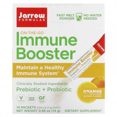 Jarrow Formulas, On-The-Go Immune Booster, апельсин, 14 пакетиков по 1 г (0,04 унции) / Пробиотики | Аптека | V4.Ru: Маркетплейс