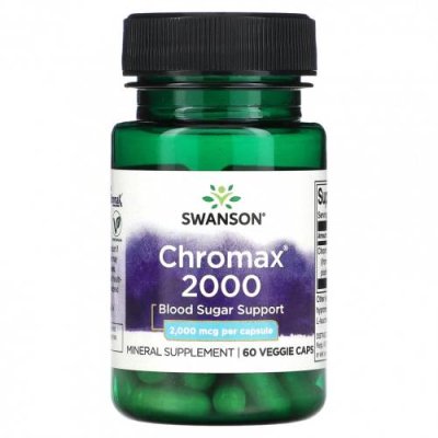 Swanson, Chromax 2000, 2000 мкг, 60 растительных капсул / Хром | Аптека | V4.Ru: Маркетплейс