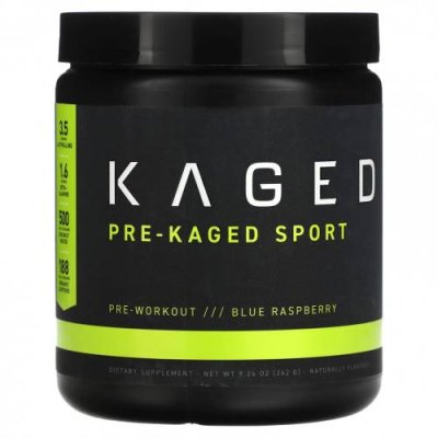 Kaged, Pre-Kaged, Sport Pre-Workout, голубая малина, 262 г (9,24 унции) / Кофеин | Аптека | V4.Ru: Маркетплейс