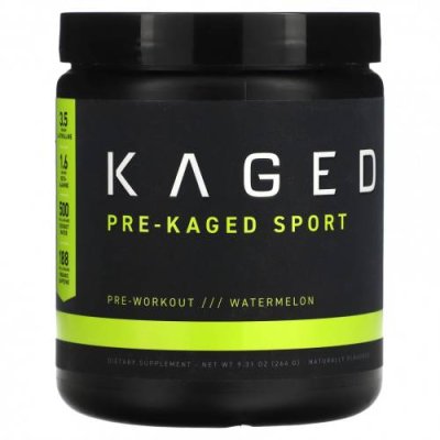 Kaged, PRE-KAGED Sport, перед тренировкой, арбуз, 264 г (9,31 унции) / Кофеин | Аптека | V4.Ru: Маркетплейс