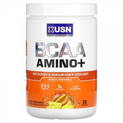 USN, BCAA Amino +, порошок для восстановления и выносливости, манго и ананас, 273 г (9,63 унции) / BCAA | Аптека | V4.Ru: Маркетплейс