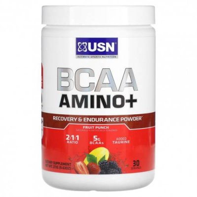 USN, BCAA Amino +, порошок для восстановления и выносливости, фруктовый пунш, 273 г (9,63 унции) / BCAA | Аптека | V4.Ru: Маркетплейс