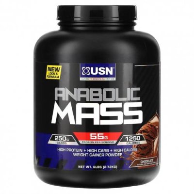 USN, Anabolic Mass, шоколад, 2,72 кг (6 фунтов) / Гейнеры | Аптека | V4.Ru: Маркетплейс