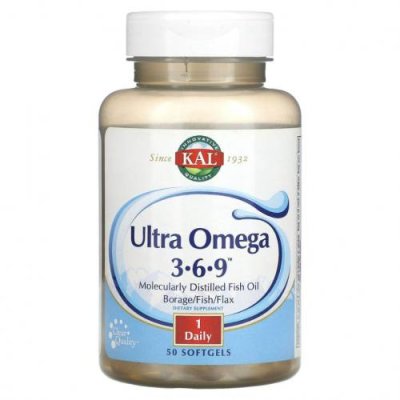 KAL, Ultra Omega 3, 6, 9, 50 мягких таблеток / Незаменимые жирные кислоты, комбинации омега-3, -6 и -9 | Аптека | V4.Ru: Маркетплейс