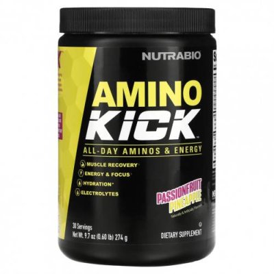 Nutrabio Labs, Amino Kick, ананас с маракуйей, 274 г (0,6 фунта) / Смеси аминокислот | Аптека | V4.Ru: Маркетплейс