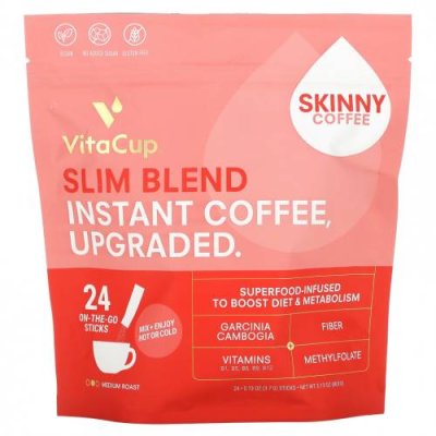 VitaCup, Растворимый кофе Slim Blend, средней обжарки, 24 палочки, по 3,7 г (0,13 унции) каждая / Растворимый кофе | Аптека | V4.Ru: Маркетплейс