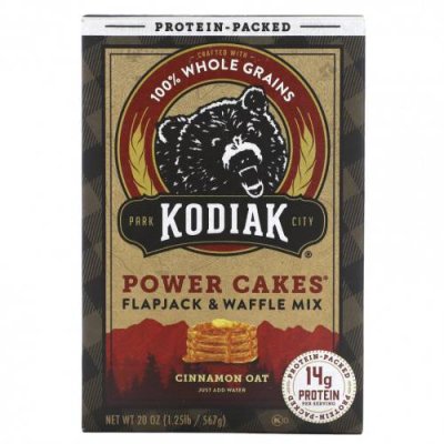 Kodiak Cakes, Power Cakes, смесь для лепешек и вафель, овсяные хлопья с корицей, 567 г (20 унций) / Смеси для блинов и вафель | Аптека | V4.Ru: Маркетплейс