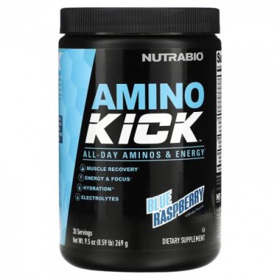 Nutrabio Labs, Amino Kick, голубая малина, 269 г (0,59 фунта) / Смеси аминокислот | Аптека | V4.Ru: Маркетплейс