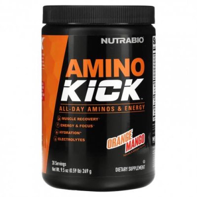 Nutrabio Labs, Amino Kick, апельсин и манго, 269 г (0,59 фунта) / Смеси аминокислот | Аптека | V4.Ru: Маркетплейс