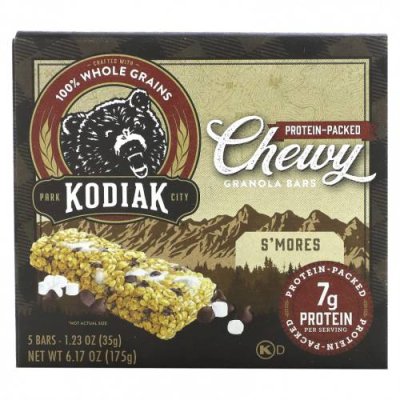 Kodiak Cakes, Жевательные батончики из гранолы, S'mores, 5 батончиков, 35 г (1,23 унции) каждый / Батончики с гранолой | Аптека | V4.Ru: Маркетплейс