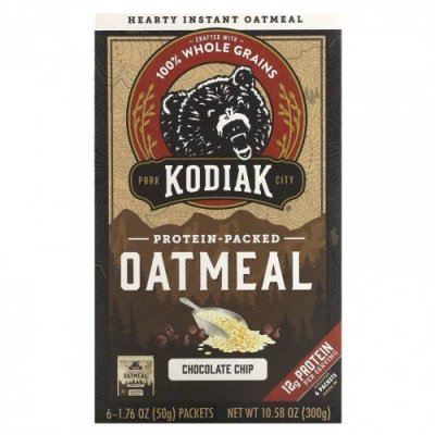 Kodiak Cakes, Овсянка с протеином, с шоколадной крошкой, 6 пакетиков по 50 г (1,76 унции) / Овес, овсяные хлопья | Аптека | V4.Ru: Маркетплейс