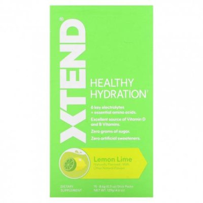 Xtend, Healthy Hydration, лимон и лайм, 15 пакетиков по 8,6 г (0,3 унции) / Гидратация и электролиты | Аптека | V4.Ru: Маркетплейс