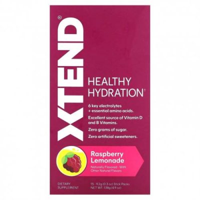 Xtend, Healthy Hydration, малиновый лимонад, 15 пакетиков по 8,6 г (0,3 унции) / Гидратация и электролиты | Аптека | V4.Ru: Маркетплейс